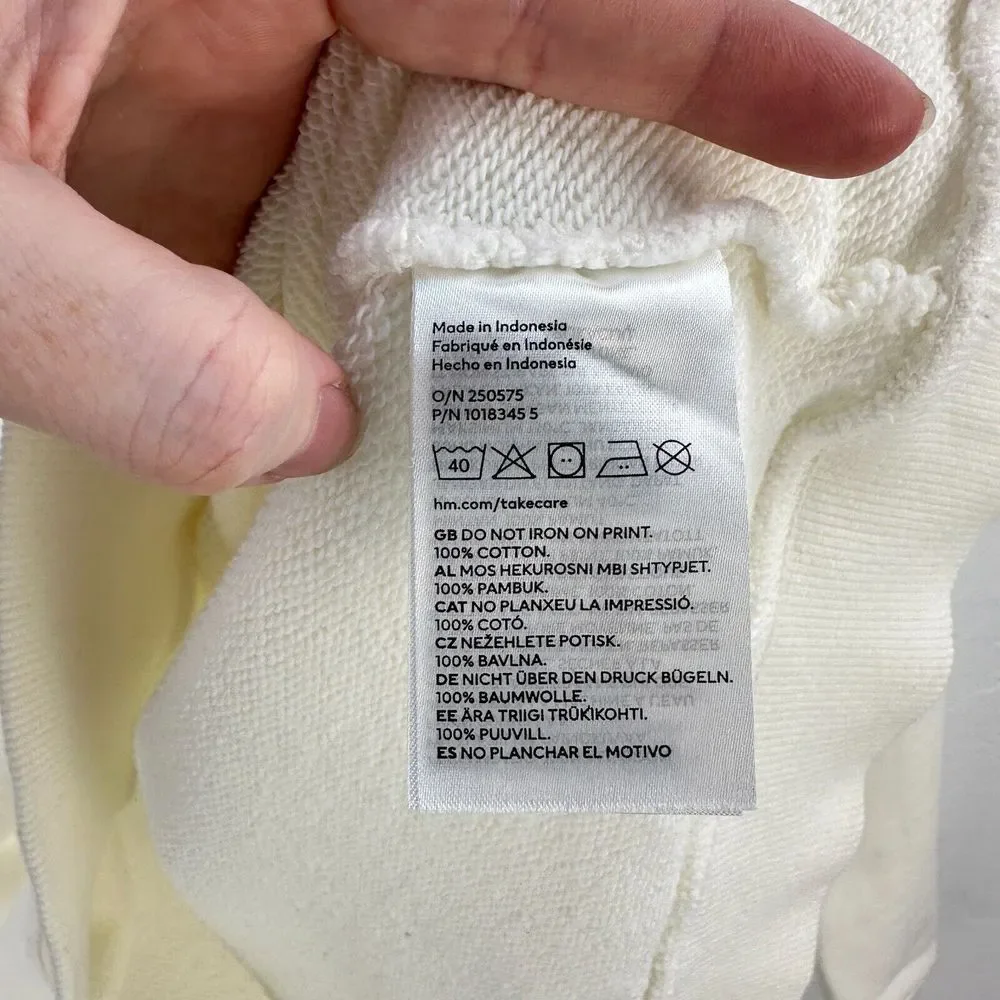 H&M Sweatshirt Mens XL White Blue Cycling Club Crew Neck Long Sleeve Relaxed Fit